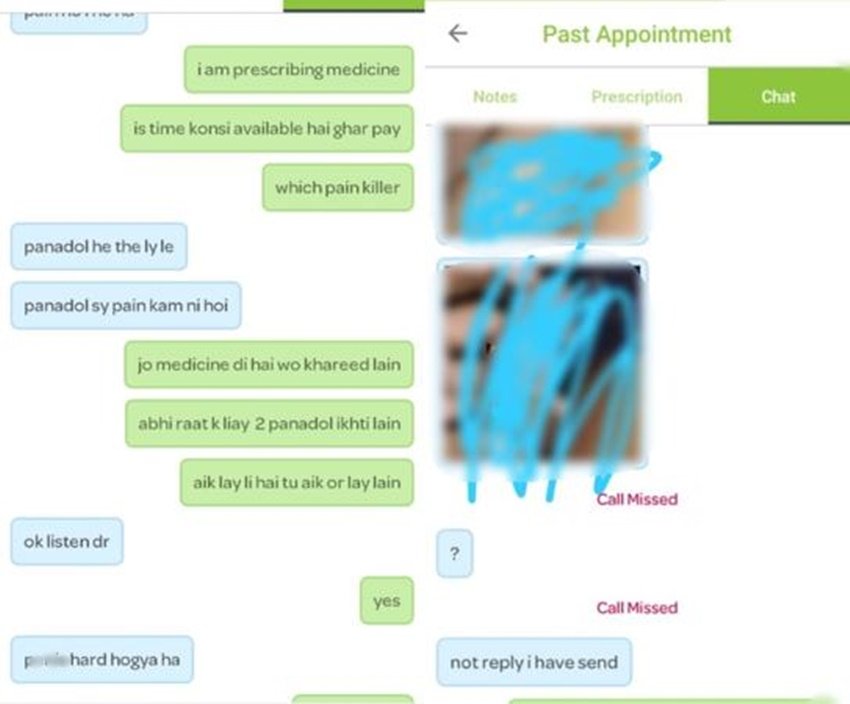 इन स्क्रीनशॉट्स में नजर आ रहा है कि कुछ शोहदे मरीज बनकर बात शुरू करते हैं फिर भद्दी बातों पर उतर आते हैं।