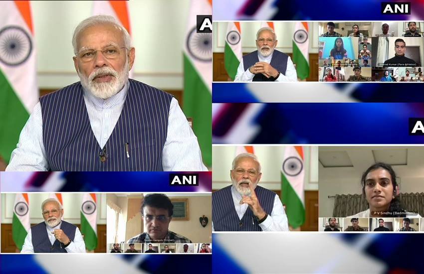 खिलाड़ियों से वीडियो कॉन्फ्रेंसिग के जरिए पीएम मोदी ने की बातचीत 
