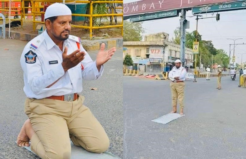 रमजान शुरू हो चुके हैं। इस्लाम को मानने वालों के लिए रमजान का महीना बेहद अहम माना जाता है। इस माह-ए-रमजान में कुछ तस्वीरें वायरल हो रही हैं जिनको लेकर सोशल मीडिया में लोगों के बीच बहस छिड़ गई है। इन तस्वीरों में एक पुलिसकर्मी ड्यूटी के दौरान सड़क पर ही नमाज पढ़ता दिख रहा है। (All Photos: Social Media)