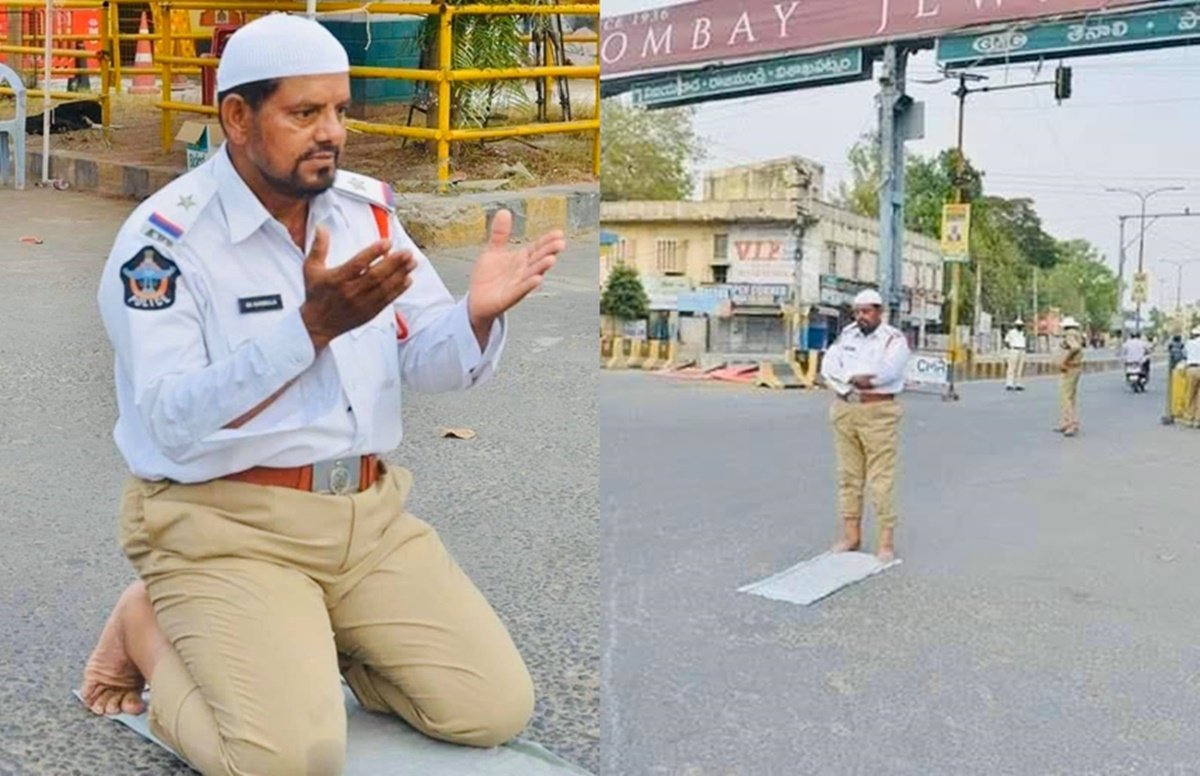 रमजान शुरू हो चुके हैं। इस्लाम को मानने वालों के लिए रमजान का महीना बेहद अहम माना जाता है। इस माह-ए-रमजान में कुछ तस्वीरें वायरल हो रही हैं जिनको लेकर सोशल मीडिया में लोगों के बीच बहस छिड़ गई है। इन तस्वीरों में एक पुलिसकर्मी ड्यूटी के दौरान सड़क पर ही नमाज पढ़ता दिख रहा है। (All Photos: Social Media)