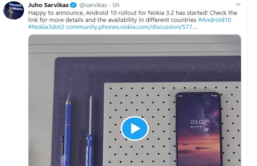 Nokia 3.2 Android 10 update