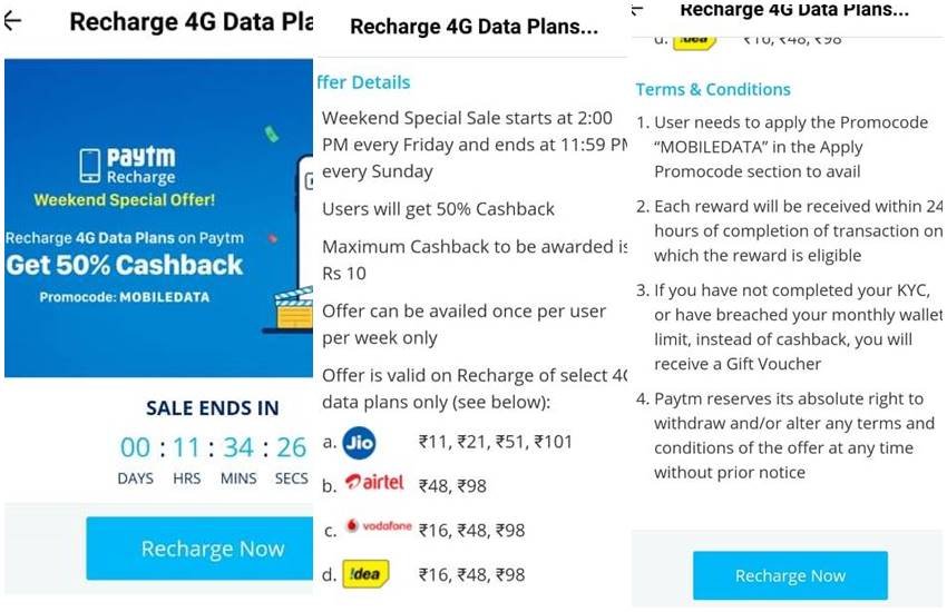 Paytm Weekend Special Offer