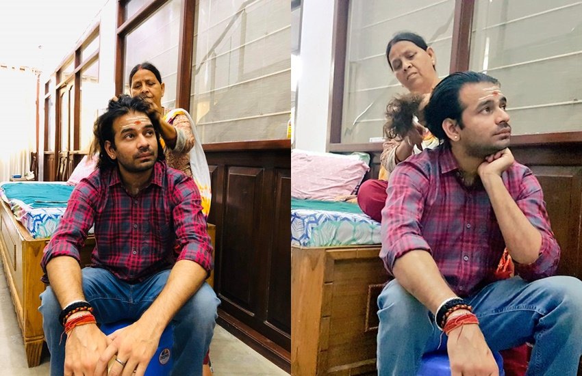 कोरोना से फैली महामारी के कारण देशव्यापी लॉकडाउन किया गया है। इस लॉकडाउन के कारण आम इंसान से लेकर नेता-अभिनेता तक अपने-अपने घरों में ही रहने को मजबूर हैं। ऐसे में लगभग हर किसी को परिवार के साथ भरपूर समय बिताने के मौका मिला है। बिहार के पूर्व मुख्यमंत्री लालू प्रसाद यादव के बेटे तेज प्रताप भी इन दिनों घर पर ही मां के साथ वक्त काट रहे हैं। (All Photos: Tej Pratap Yadav Twitter)