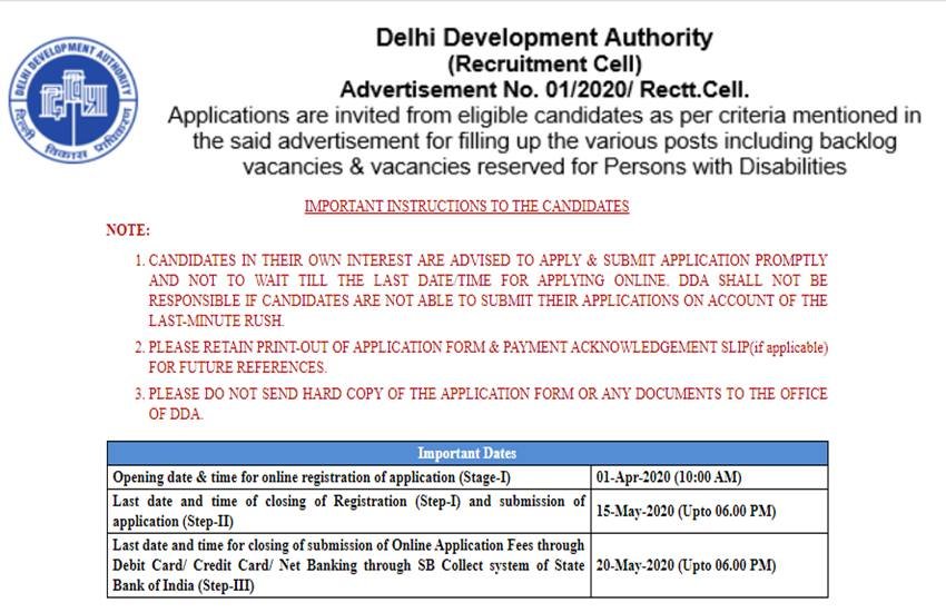 DDA Recruitment 2020, DDA Recruitment 2020 apply online, DDA, DDA jobs, delhi govt jobs, DDA Recruitment 2020 Notification, dda.org.in, sarkariresult.com, employment news, sarkari naukri, 10th pass jobs, 12th pass jobs, ba pass jobs