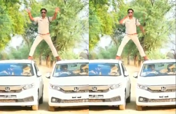 Honda Amaze कार पर सिंघम स्टाइल स्टंट करना पुलिस वाले को पड़ा भारी! लगा 5,000 रुपये का जुर्माना, देखें VIDEO