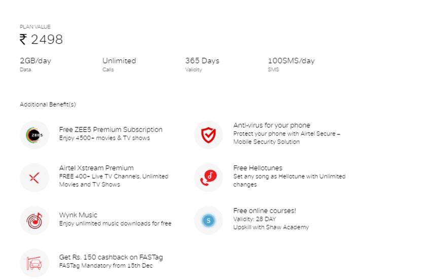 Airtel 2498 Plan