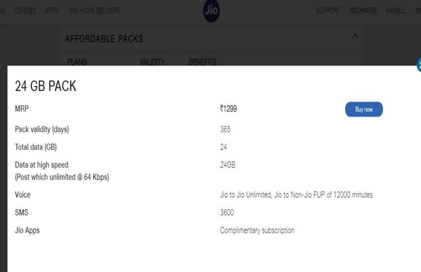 Jio Prepaid Recharge Plans List 2020