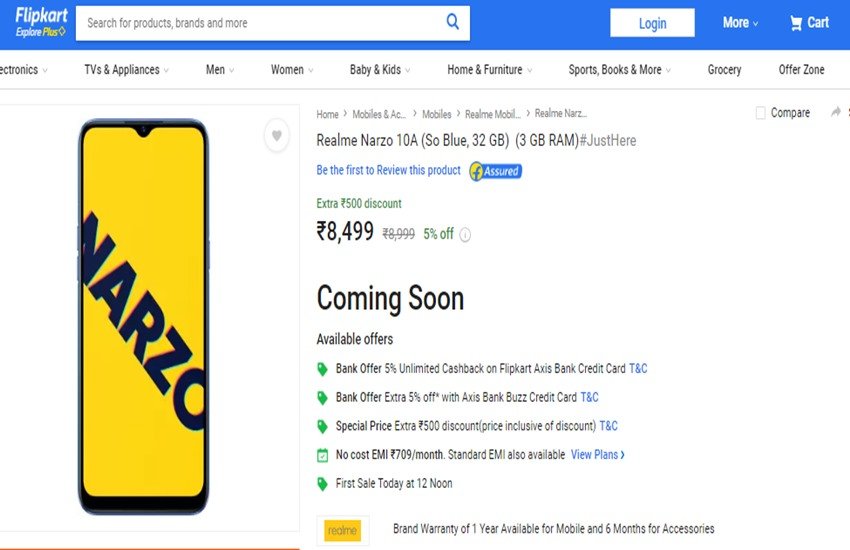 Realme Narzo 10A Flipkart Offers