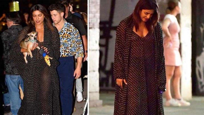 प्रियंका चोपड़ा अपने पति निक जोनस के साथ इस ब्लैक ट्रांसपैरेंट ड्रेस में नजर आई थीं।