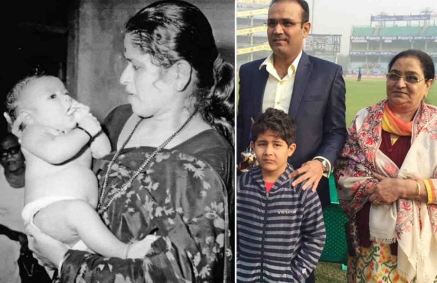 सचिन तेंदुलकर के बचपन की तस्वीर और मां के साथ वीरेंद्र सहवाग। (सोर्स -सोशल मीडिया)