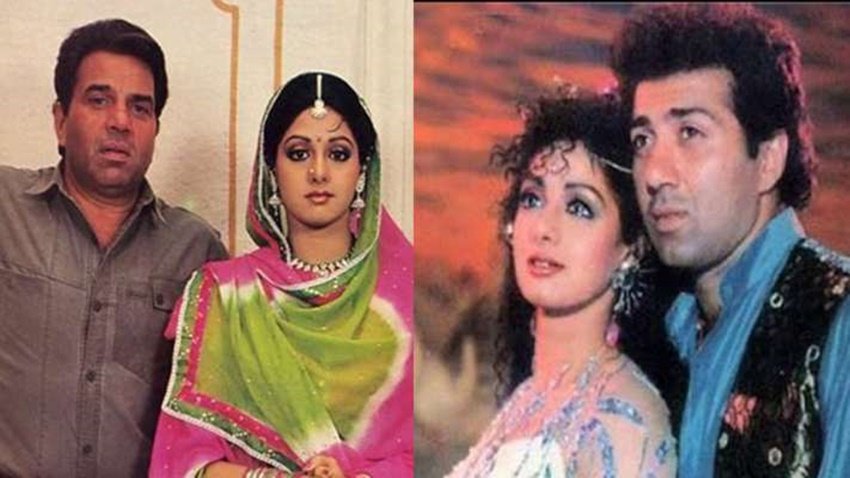 श्रीदेवी भी धर्मेंद्र और सनी देओल दोनों के साथ फिल्मों में मोहब्बत करती नजर आई थीं। <a href="https://www.jansatta.com/photos/picture-gallery/mastram-actress-rani-chatterjee-is-very-bold-in-real-life-also-known-as-lady-dabangg/1398664/">Mastram: कड़कड़ाती ठंड में शूट के लिए श्रीदेवी का नाम ले रानी को मोटिवेट करते थे डायरेक्टर</a>