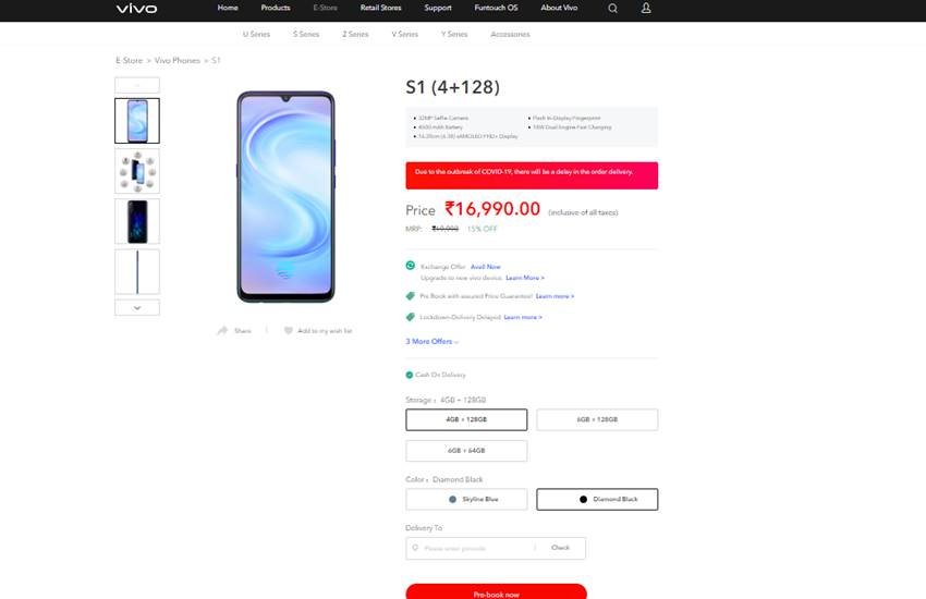 Vivo S1 Price in India 2019