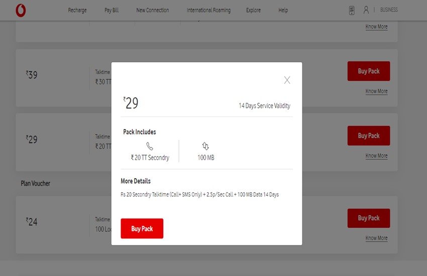 Vodafone 29 Plan