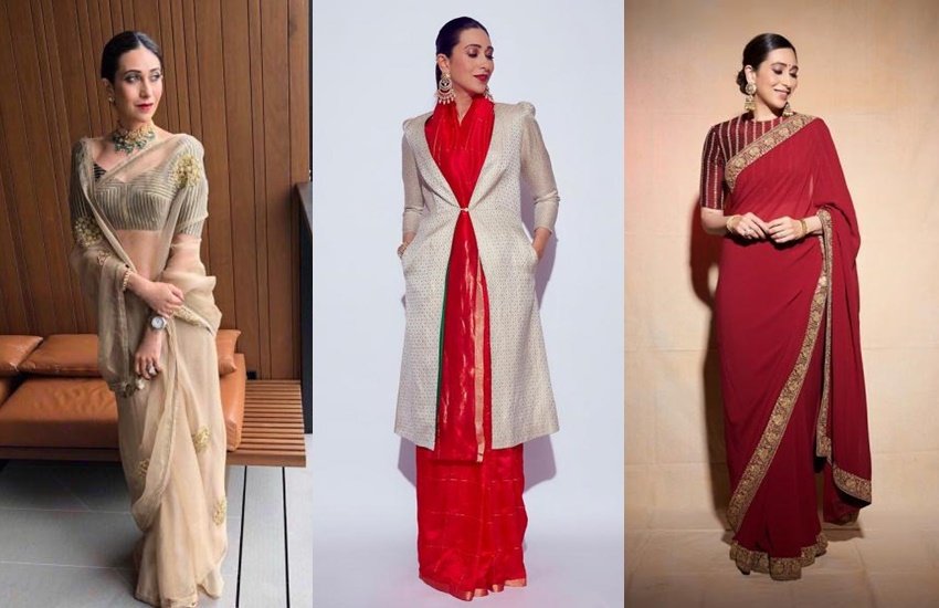 Karishma Kapoor: करिश्मा कपूर उन चंद अभिनेत्रियों में शुमार हैं जो फिल्मों से तो दूर हैं लेकिन अपने फैंस के दिल में अब भी काबिज हैं। करिश्मा कपूर आए दिन फैंस के साथ अपनी तस्वीरें भी शेयर करती रहती हैं। करिश्मा इन दिनों साड़ी में काफी तस्वीरें पोस्ट करती हैं। आइए देखे साड़ी में कितनी खूबसूरत लगती हैं करिश्मा कपूर। (All Photos: Instagram)