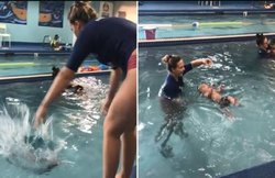 VIDEO: दो बच्चों की मां को मिल रहीं मौत की धमकियां, स्विमिंग सिखाने के लिए 8 महीने के बेटे को फेंक दिया था पूल में