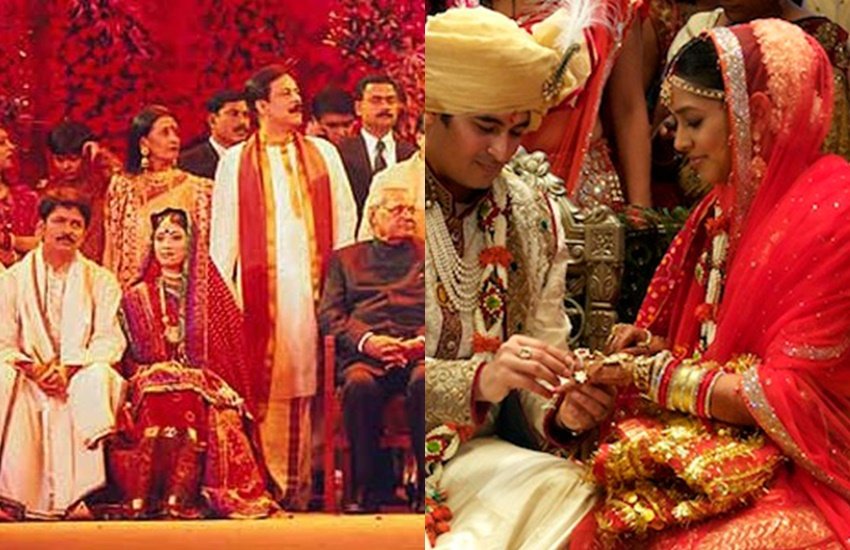 मुकेश अंबानी से लेकर लक्ष्मी मित्तल तक कुछ ऐसे नाम हैं जिनकी दौलत और शोहरत पूरी दुनिया में मशहूर है। इनकी हर एक हलचल पर दुनिया की नजर होती है। जब इन 'धनकुबेरों' ने अपने बच्चों की शादियां कीं तो देखने वाले देखते रह गए। इन शाही शादियों में करोड़ों का खर्चा किया गया। आइए देखते हैं अपनी शादी में इन बिजनेस टायकून्स के बच्चे किस तरह नजर आए थे: