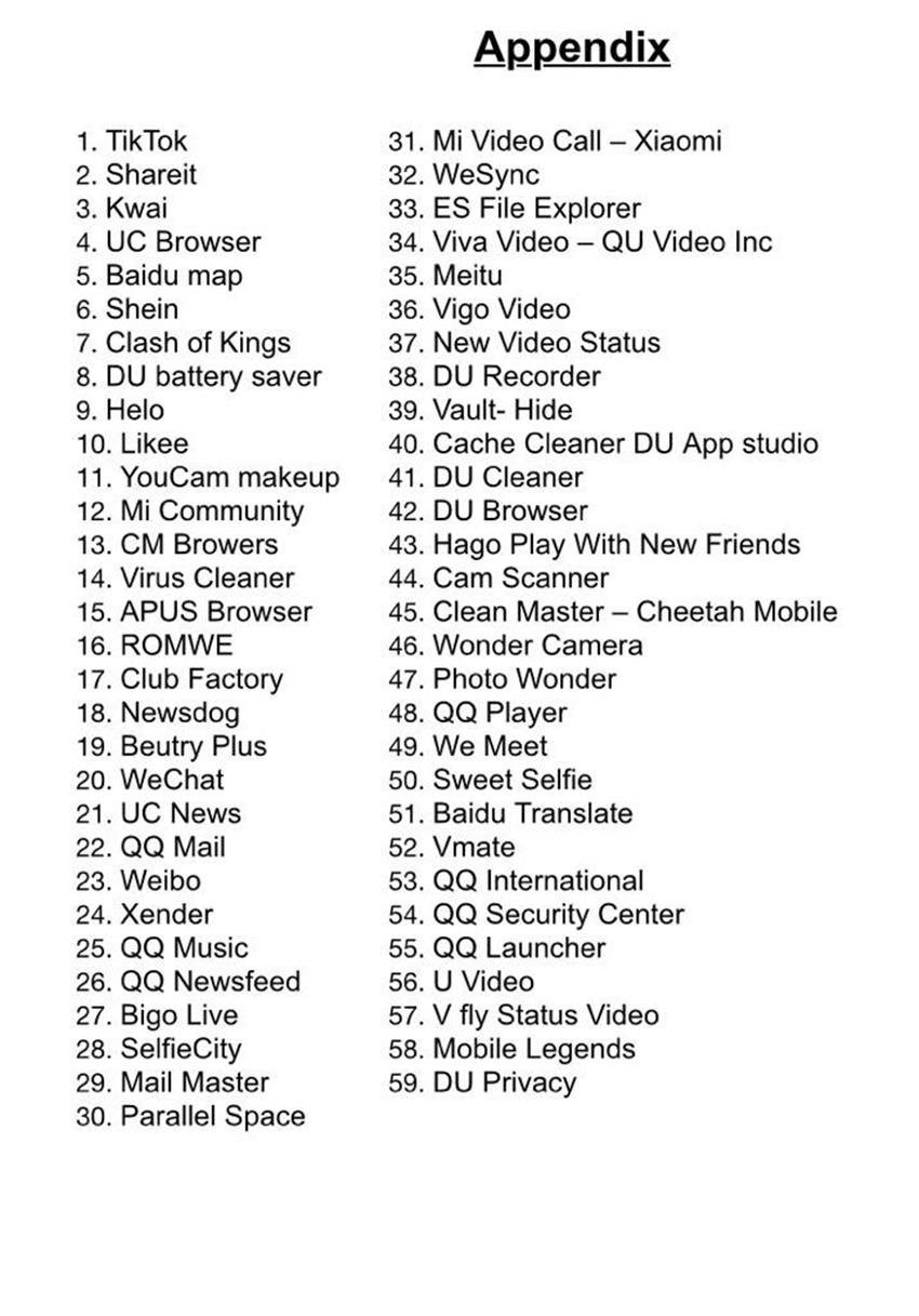 chinese apps list