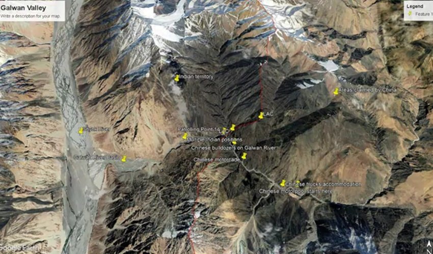galwan valley, galwan valley satellite images, satelitte photos of galwan valley