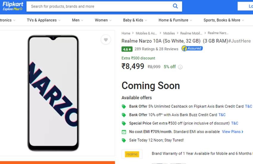 Realme Narzo 10A Flipkart Offers