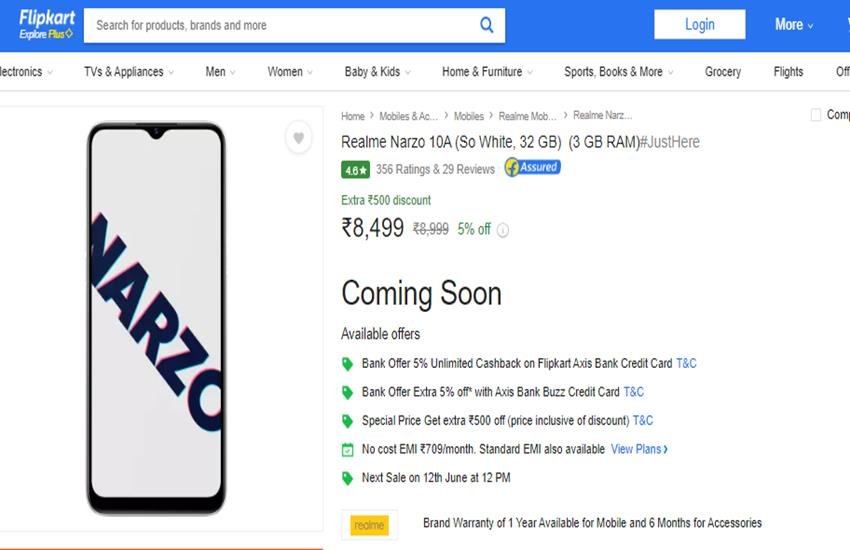 Realme Narzo 10A Next Sale Date