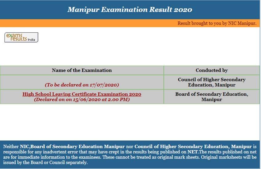 manresults.nic.in result, manipur hse result 2020