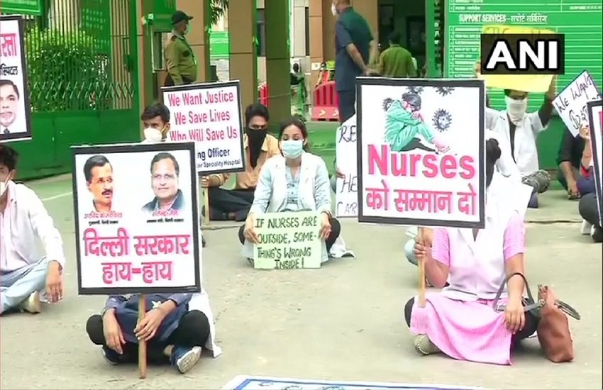 जनकपुरी सुपरस्पेशिलिटी हॉस्पिटल ने 40 नर्सों का कॉन्ट्रैक्ट अचानक खत्म कर दिया गया। (ANI)