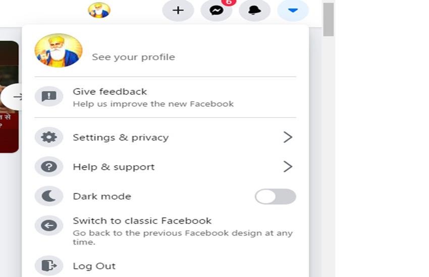 facebook dark mode