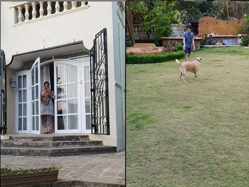 घर में बड़ा सा लॉन एरिया है।