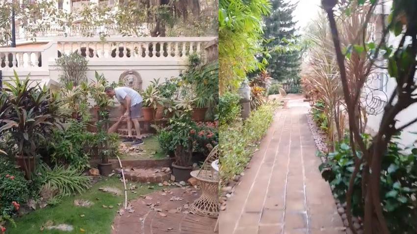 अर्चना एक बार एक वीडियो शेयर किया था जिसमेंं उनके पति परमीत सेठी गार्डन एरिया में झाड़ू लगाते दिखे थे।