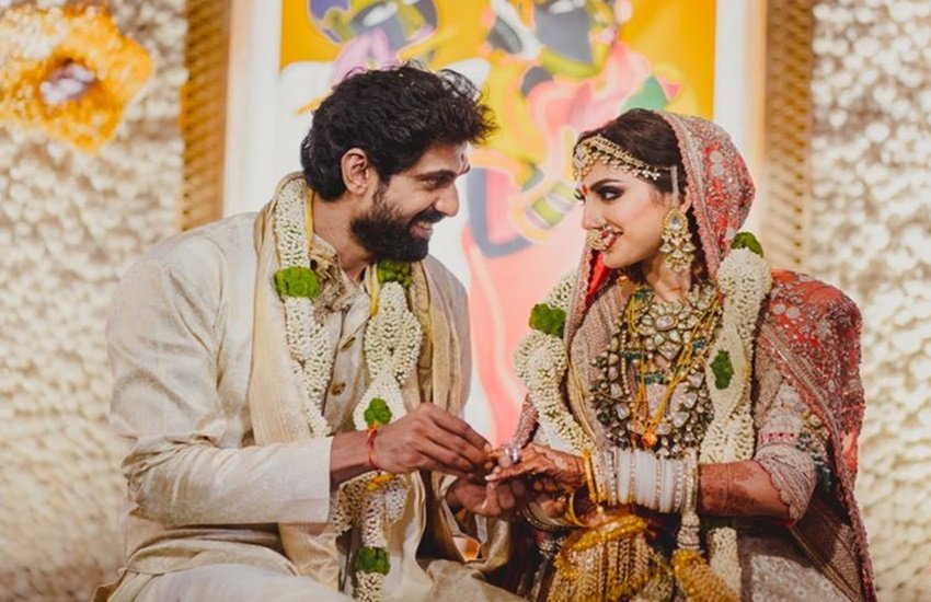मिहिका बजाज को शादी की अंगूठी पहनाते अभिनेता राणा दग्गुबाती (फोटो सोर्स- इंस्टाग्राम)।  मिहिका बजाज को शादी की अंगूठी पहनाते अभिनेता राणा दग्गुबाती (फोटो सोर्स- इंस्टाग्राम)।