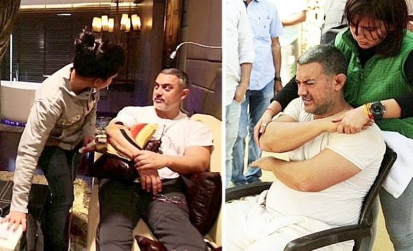 आमिर खान अपनी फिल्में लगन व मेहनत से करते हैं। दंगल की शूटिंग के वक़्त वे लगातार 40 दिनों से काम कर रहे थे। फ़िल्म में फाइनल टेक देते वक्त उनकी नसो में खिंचाव आ गया था। आधे घंटे के आराम और आइसपैक के इस्तेमाल के बावजूद उन्हें आराम नहीं मिला। यहां तक की वो खड़े भी नहीं हो पा रहे थे। इसके बाद उन्हें हॉस्पिटल ले जाया गया, जहां ये पता चला कि उनके कंधे में गंभीर रूप से चोट लगी थी।