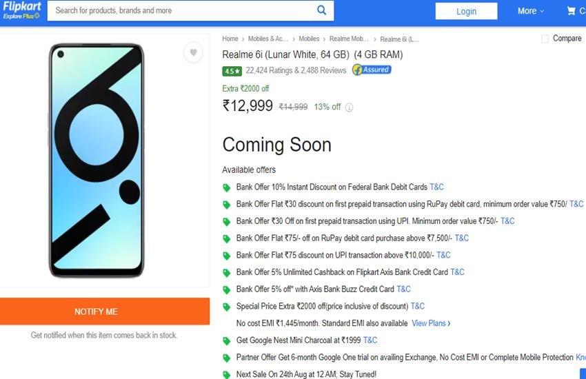 Realme 6i Next Sale Date