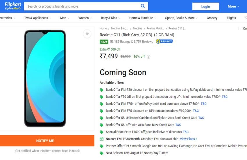 Realme C11 Next Sale Date