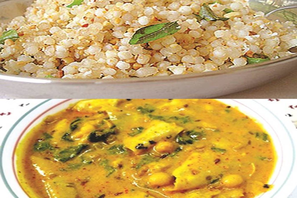 व्रत-उपवास में बिना लहसुन और प्याज का साबूदाने की खिचड़ी और सात्विक मुंगौड़ी।