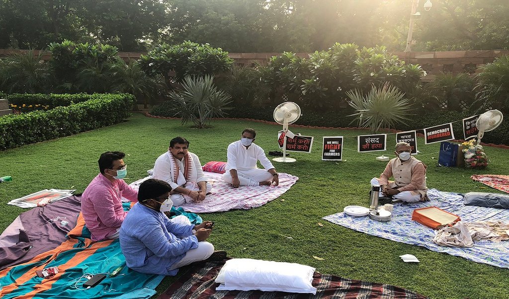 Agriculture Bills, Farm Bills, Opposition Protest, Night Protest at Parliament