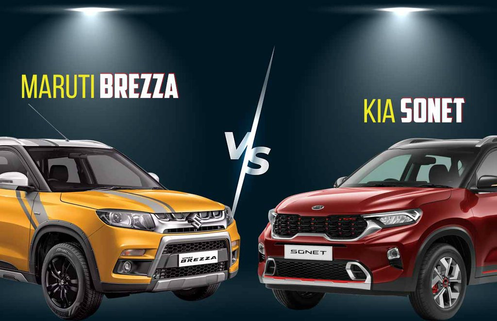 Kia Sonet Vs Maruti Suzuki Vitara Brezza, Kia Sonet Vs Maruti Brezza Comparison, Kia Sonet Vs Maruti Brezza features