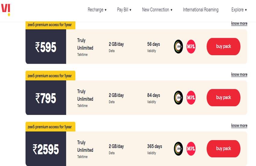 Vi Recharge Plans