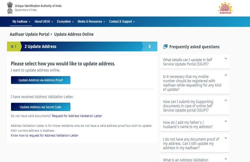 update address in Aadhaar card
