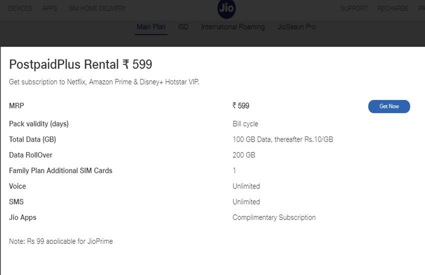 Reliance Jio Postpaid Plans