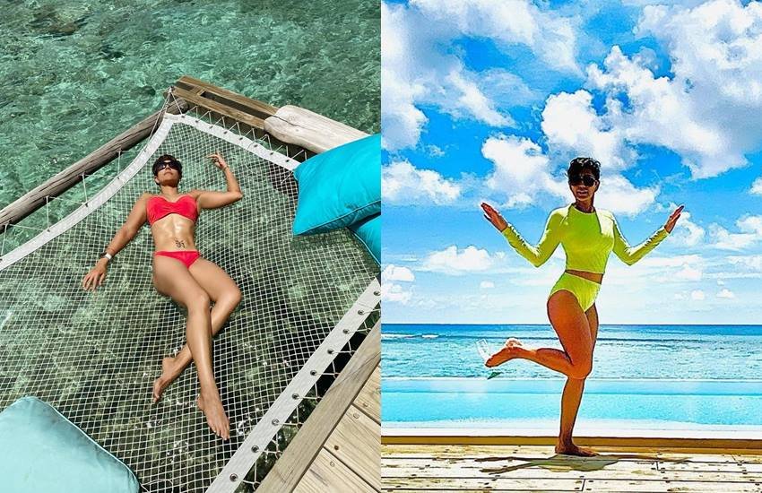 Mandira Bedi Photos: एक्ट्रेस मंदिरा बेदी इन दिनों हॉलीडे पर हैं। वह छुट्टियां मनाने मालदीव्स गई हैं। मालदीव्स से मंदिरा ने अपनी कई तस्वीरें फैंस के साथ शेयर की हैं। मंदिरा की ये फोटोज फैंस को काफी पसंद भी आ रही हैं। इन तस्वीरों में मंदिरा बिकिनी में समुंदर किनारे मसेती करती नजर रही हैं। देखें तस्वीरें: