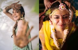 Kajal Aggarwal, Kajal Aggarwal Wedding Photos, Kajal Aggarwal Haldi ceremony,