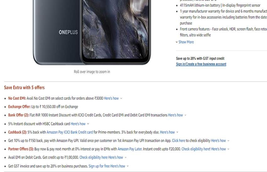 OnePlus Nord Amazon Offers