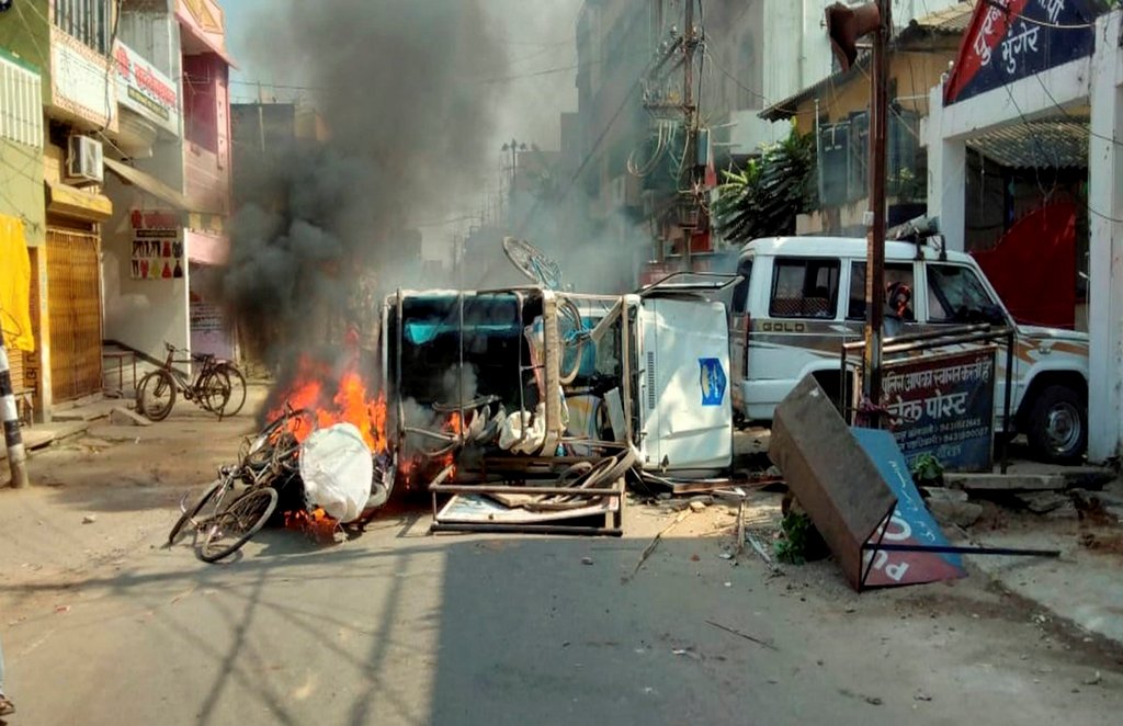 Protest in Munger, bihar election 2020