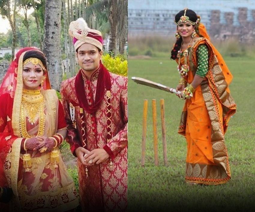 शादी के मौके पर उनके फोटोशूट ने हर किसी का दिल जीत लिया है। वह दुल्हन की पोशाक में बल्लेबाजी करते हुए नजर आ रही हैं।