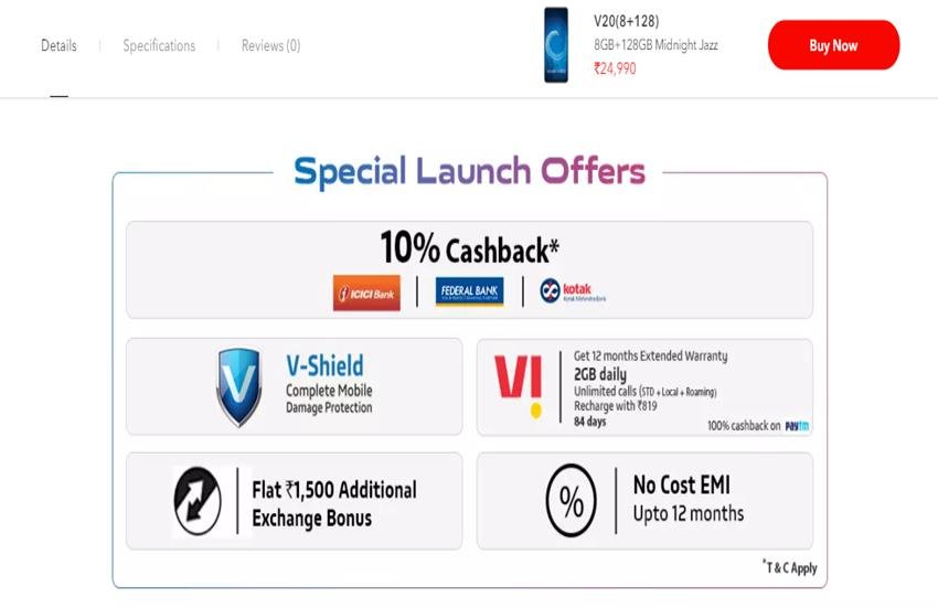 Vivo V20 Price in India