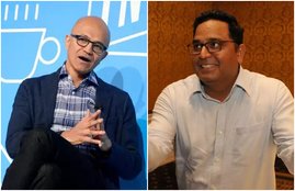 Microsoft CEO Satya Nadella PayTM founder Vijay Shekhar Sharma
