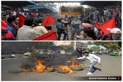 कहीं आगजनी, तो कहीं चक्का जाम…PHOTOS में देखें कैसा रहा किसानों का बुलाया ‘भारत बंद’