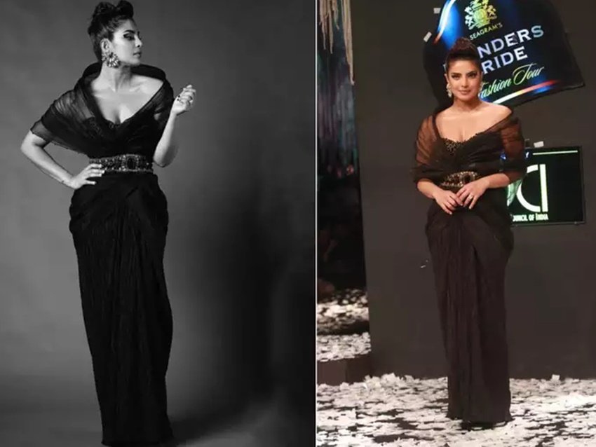 ब्लेंडर्स प्राइड फैशन इवेंट में प्रियंका चोपड़ा के इस ड्रेस को देख लोग कंफ्यूज हो गए थे कि एक्ट्रेस ने साड़ी पहनी है या गाउन।  