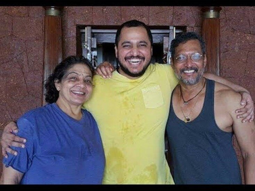 तस्वीर में नाना पाटेकर की पत्नी नीलाकंति औऱ बेटा मल्हार।