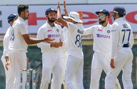 Indian players celebrate a wicket during first Test against England in Chennai